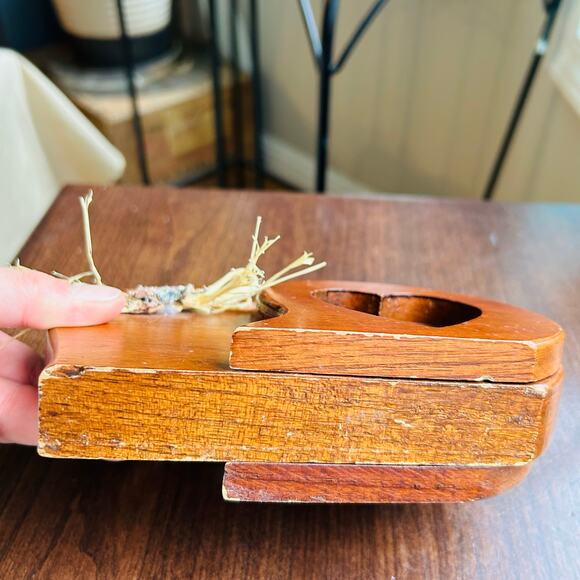 Vintage Wooden Carved Cat Potpourri Holder Picture Frame 5 1/4"X 6 3/4" - Picture 8 of 11